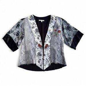 Spencer Alexis Vintage Y2K Kimono Jacket Top Bird Floral Snake Boho Women's XS